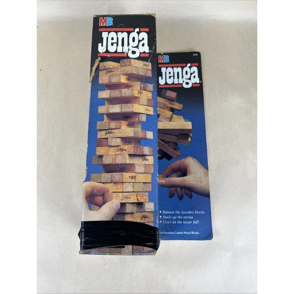 Vintage 1986 Jenga Block Game‎ In Original Box Milton Bradley Missing 1 Block
